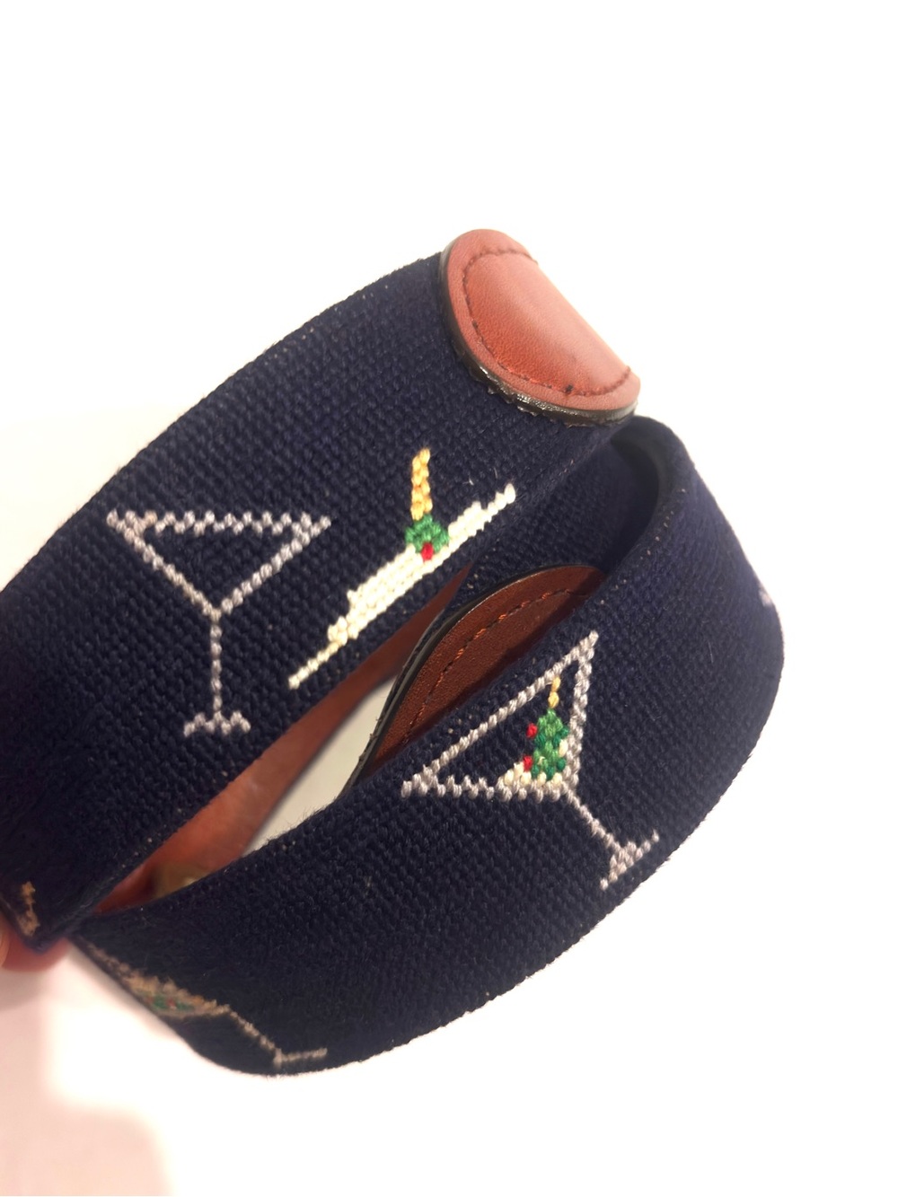 Smathers & Branson Men Needlepoint Hand-stitched Belt 34